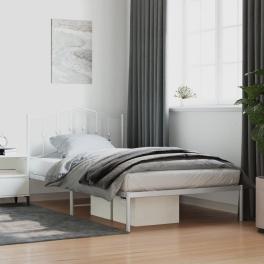 Bed frame white powder-coated steel twin bed frame rectangular