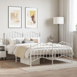 Bed frame white powder-coated steel king bed frame rectangular