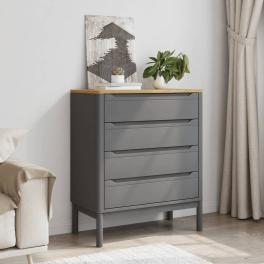 Drawer cabinet grey solid pine wood medium chest of drawers