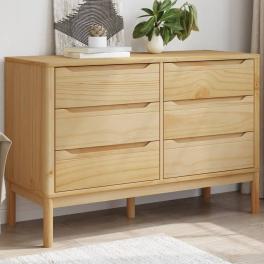 Drawer cabinet wax brown solid pine wood large chest of drawers