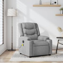 Massage recliner chair light grey polyester, metal, plywood single