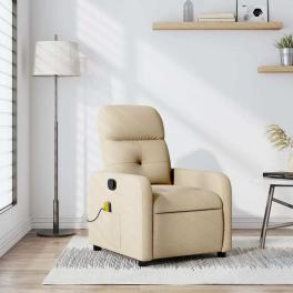 Massage recliner chair cream 100% polyester fabric, metal, plywood