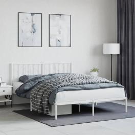 Bed frame white steel king size 59 x 79 in bed frame