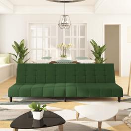 Sofa bed dark green velvet (100% polyester), wood, plastic compact