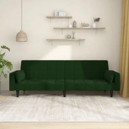 Sofa bed dark green velvet two-seater