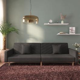 Sofa bed black fabric (100% polyester), wood, plastic 2-seater