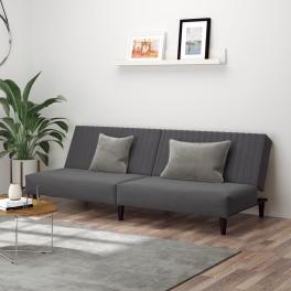 Sofa bed dark grey velvet, wood 2-seater convertible