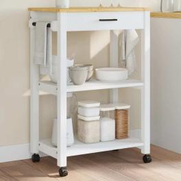 Kitchen trolley monza 23.6"x15.7"x35.4" solid wood pine