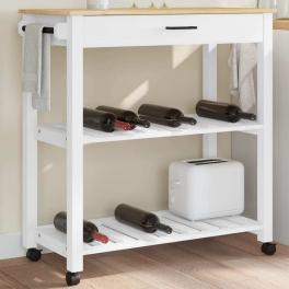 Kitchen trolley monza 33.1"x15.7"x35.4" solid wood pine
