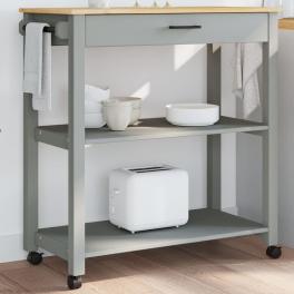 Kitchen trolley monza 33.1"x15.7"x35.4" solid wood pine