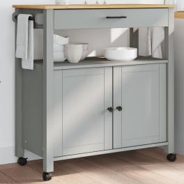 Kitchen trolley monza 33.1"x15.7"x35.4" solid wood pine