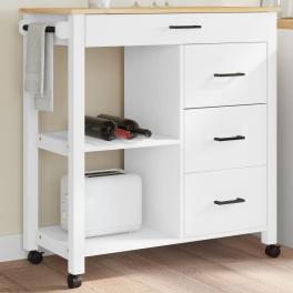 Kitchen trolley monza 33.1"x15.7"x35.4" solid wood pine