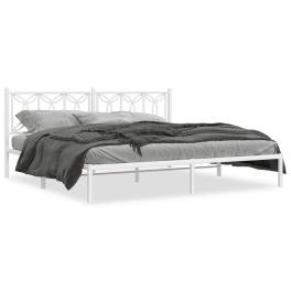 Bed frame white steel full bed bed frame rectangular modern