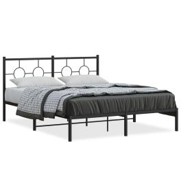 Bed frame black steel 59x79 in king size industrial bed frame