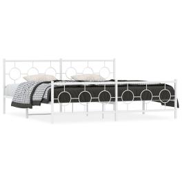 Bed frame white powder-coated steel double durable bed frame
