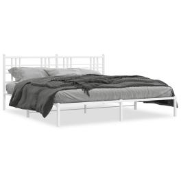 Bed frame white powder-coated steel double modern bed frame