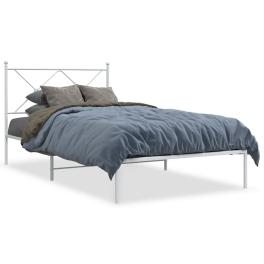 Bed frame white powder-coated steel single durable bed frame