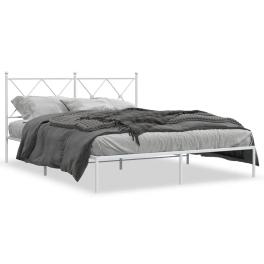 Bed frame white powder-coated steel king size modern bed frame