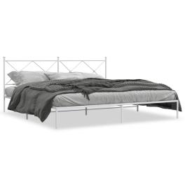 Bed frame white powder-coated steel full bed frame rectangular