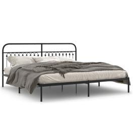 Bed frame black steel full bed frame rectangular traditional