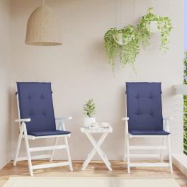 Highback chair cushion set of 2 navy blue 100% polyester