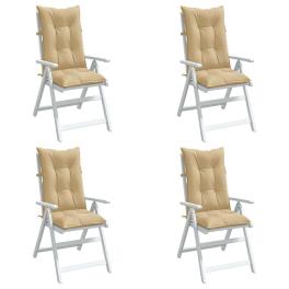 Highback chair cushion set of 4 melange beige 100% polyester