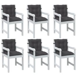 Lowback chair cushion set of 6 melange anthracite 100% polyester