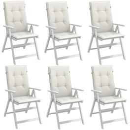 Highback chair cushion set of 6 melange cream 100% polyester