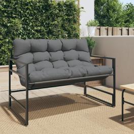 Garden bench anthracite, black powder-coated steel, textilene
