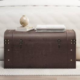 Treasure chest dark brown plywood, fir veneered engineered wood