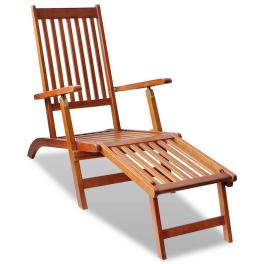 Sun lounger brown acacia hardwood standard foldable