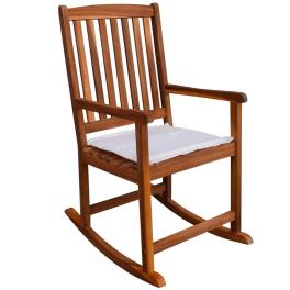 Rocking chair light brown acacia wood, polyester (cushions)