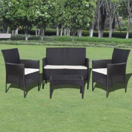 Outdoor furniture set black and cream white pe rattan