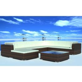 Lounge set brown pe rattan large waterproof materials