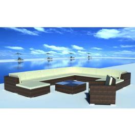 Patio furniture set set of 12 brown powder-coated steel large