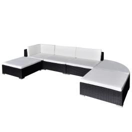 Lounge set black pe rattan large modular lounge set