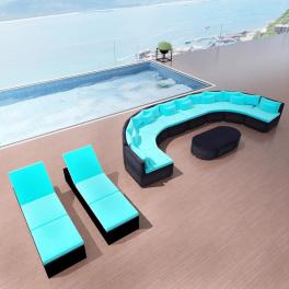 Garden sofa black and tropical blue