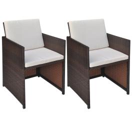 Outdoor dining chair set of 2 brown powder-coated steel medium