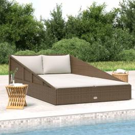 Daybed brown, cream white pe rattan, polyester, steel