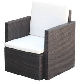 Armchair brown poly rattan 25.6 x 25.6 x 28.7 in lightweight