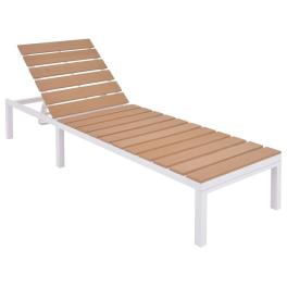 Sunlounger white and brown aluminum and wpc standard