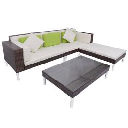 Garden sofa brown, cream white steel frame large modular