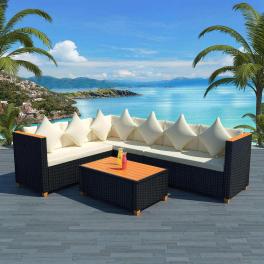 Patio furniture set set of 4 black, cream white