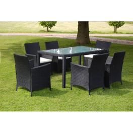 Garden furniture set black pe rattan medium removable covers