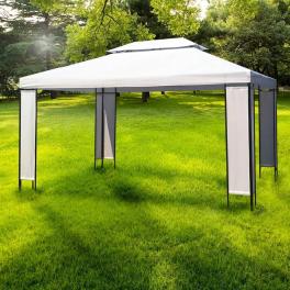 Gazebo white and black polyester fabric, steel frame 10x13 ft
