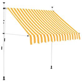 Retractable awning orange and white stripes
