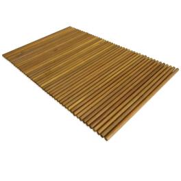 Bath mat natural wood tone solid acacia wood 31.5 x 19.7 in