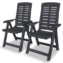 Garden chair set of 2 anthracite plastic medium foldable