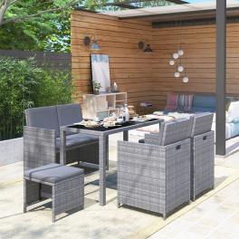 Garden dining set mixed grey