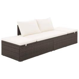 Outdoor lounge bed brown and cream white